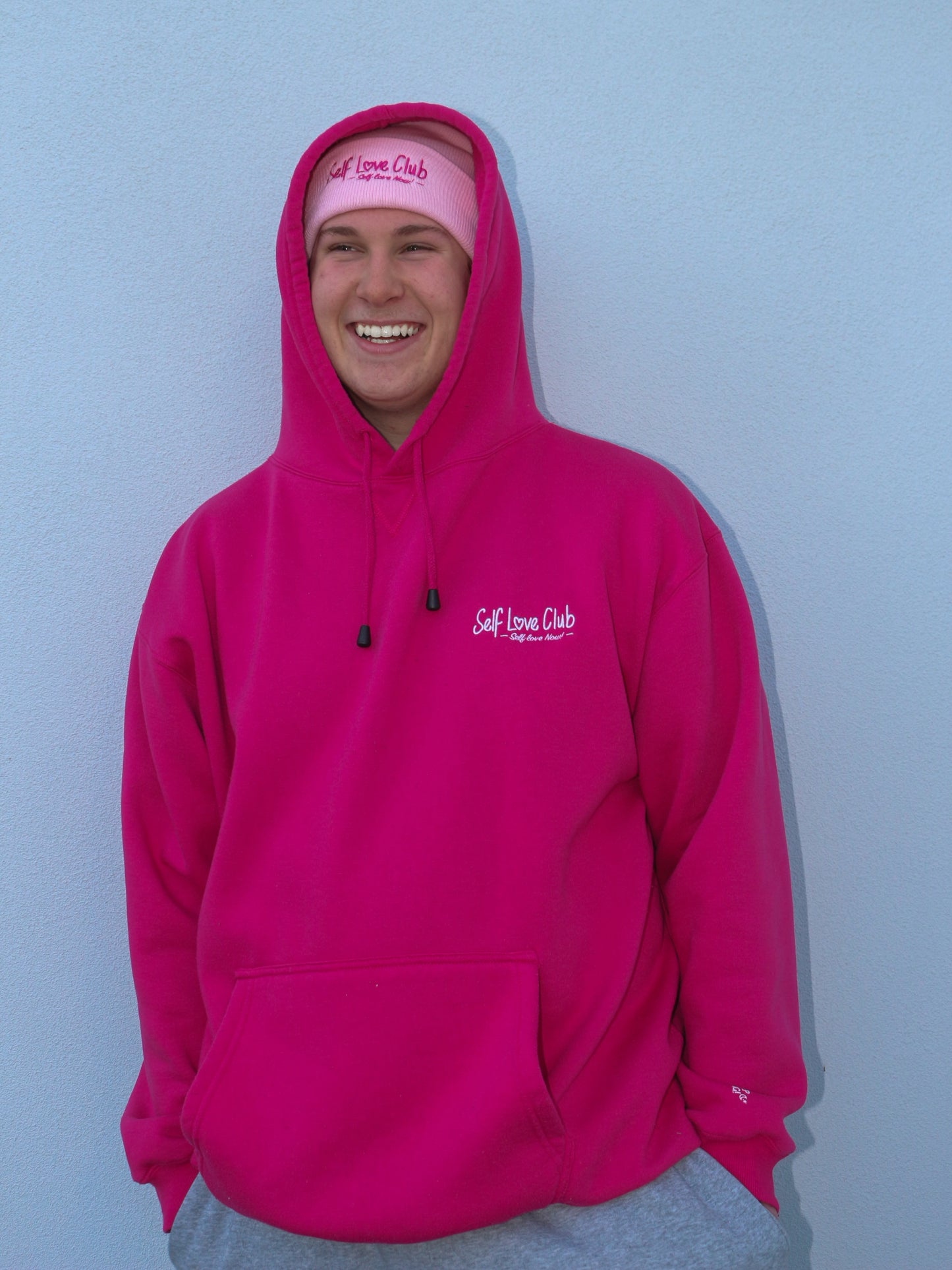 Self Love Club - Pink Hoodie White Branding