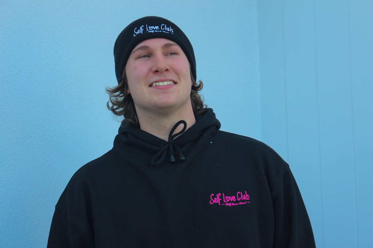 Self Love Club - Black Hoodie & Pink Branding