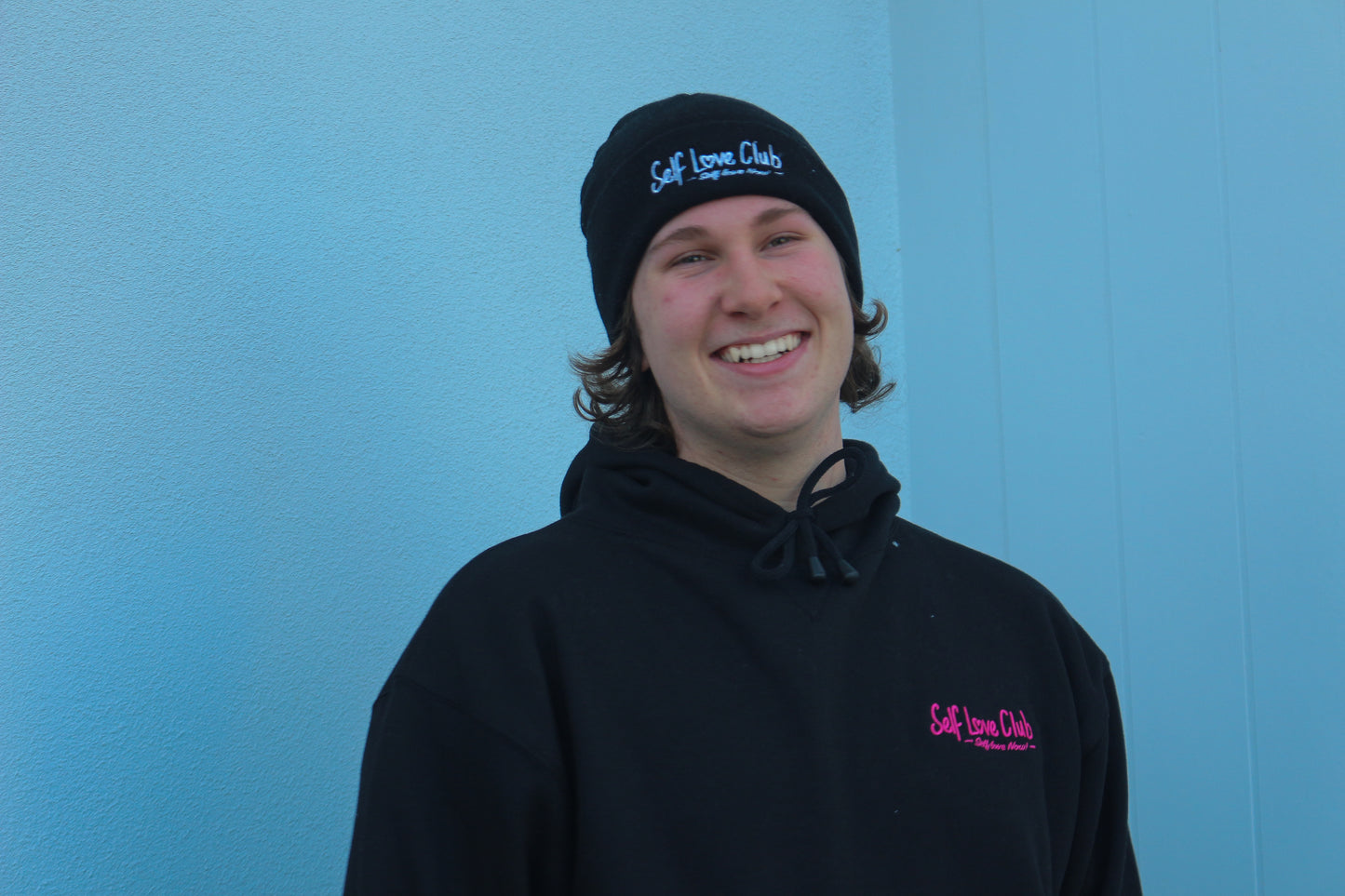 Self Love Club - Black Hoodie & Pink Branding