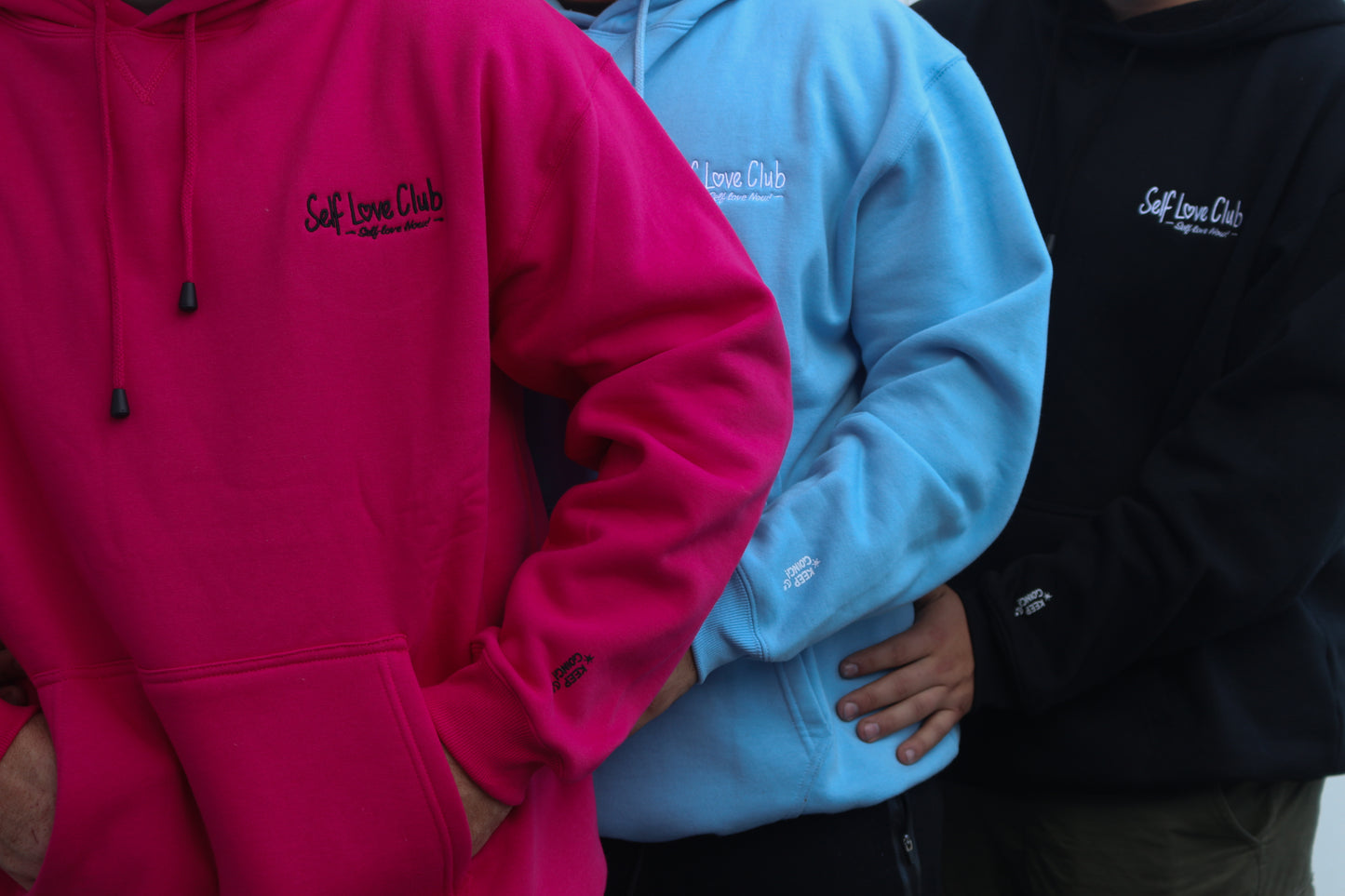 Self Love Club - Pink Hoodie Black Branding