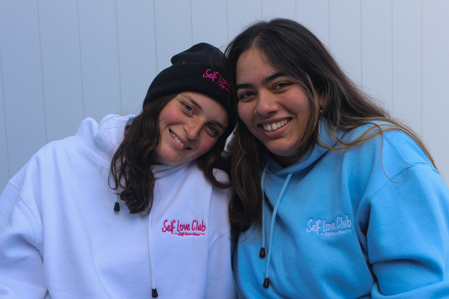 Self Love Club - White Hoodie & Pink Branding