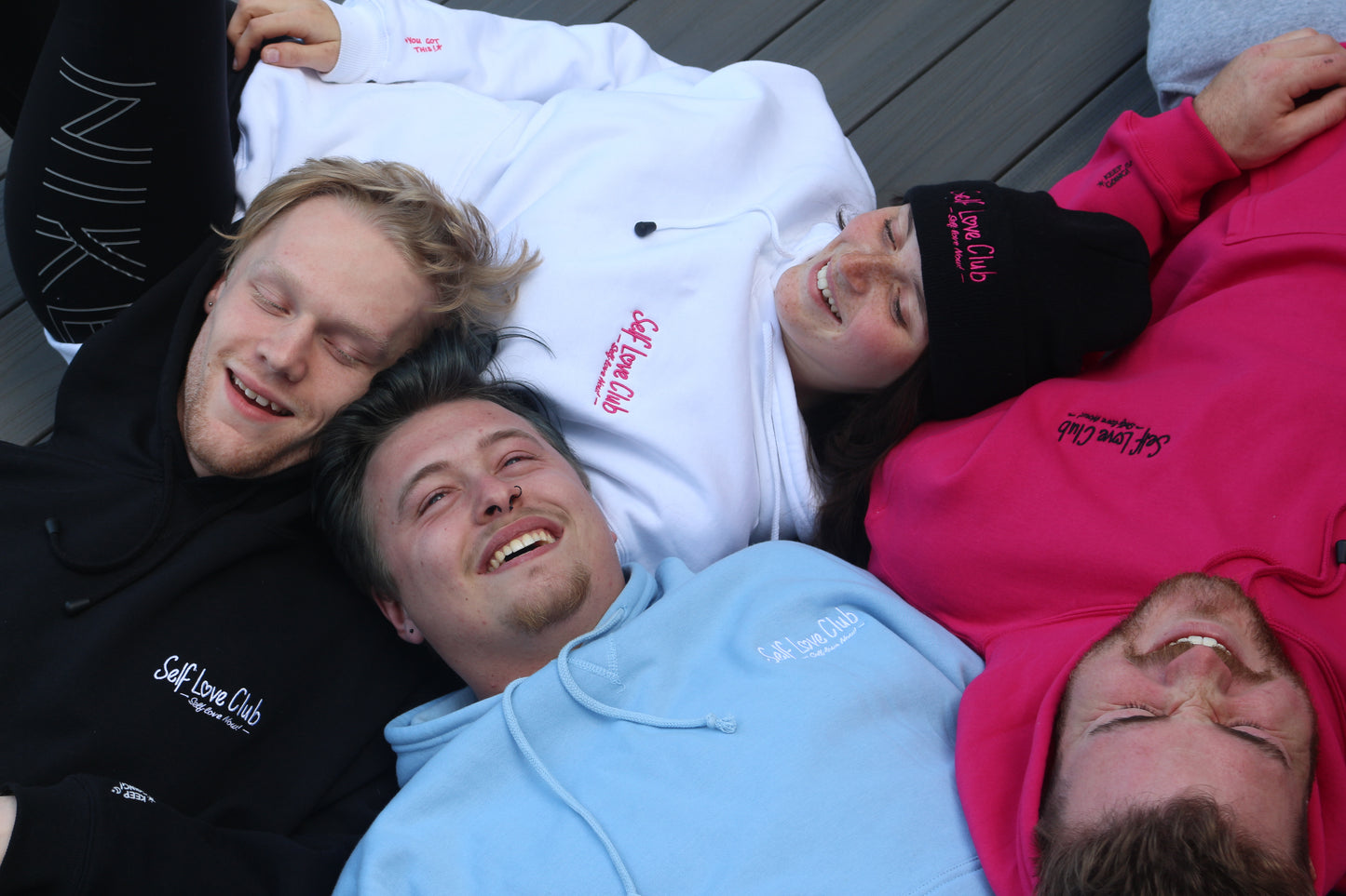 Self Love Club - White Hoodie & Pink Branding