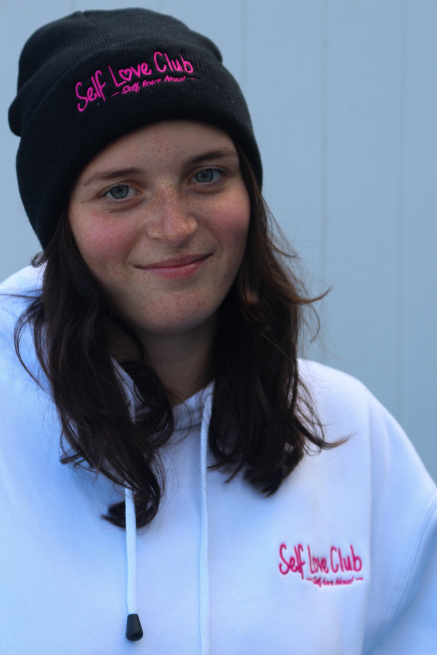 Self Love Club - Black Beanie Pink Branding