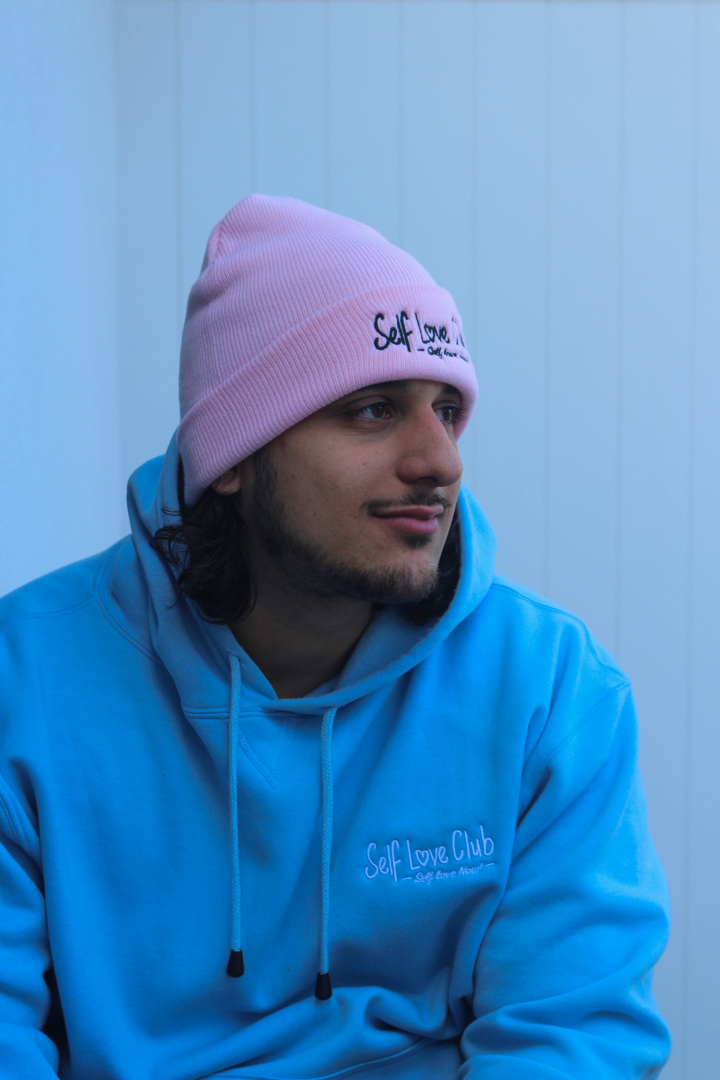 Self Love Club - Pink Beanie Black Branding