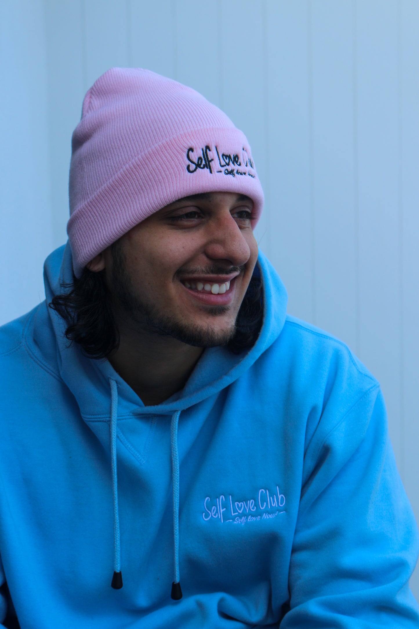 Self Love Club - Pink Beanie Black Branding