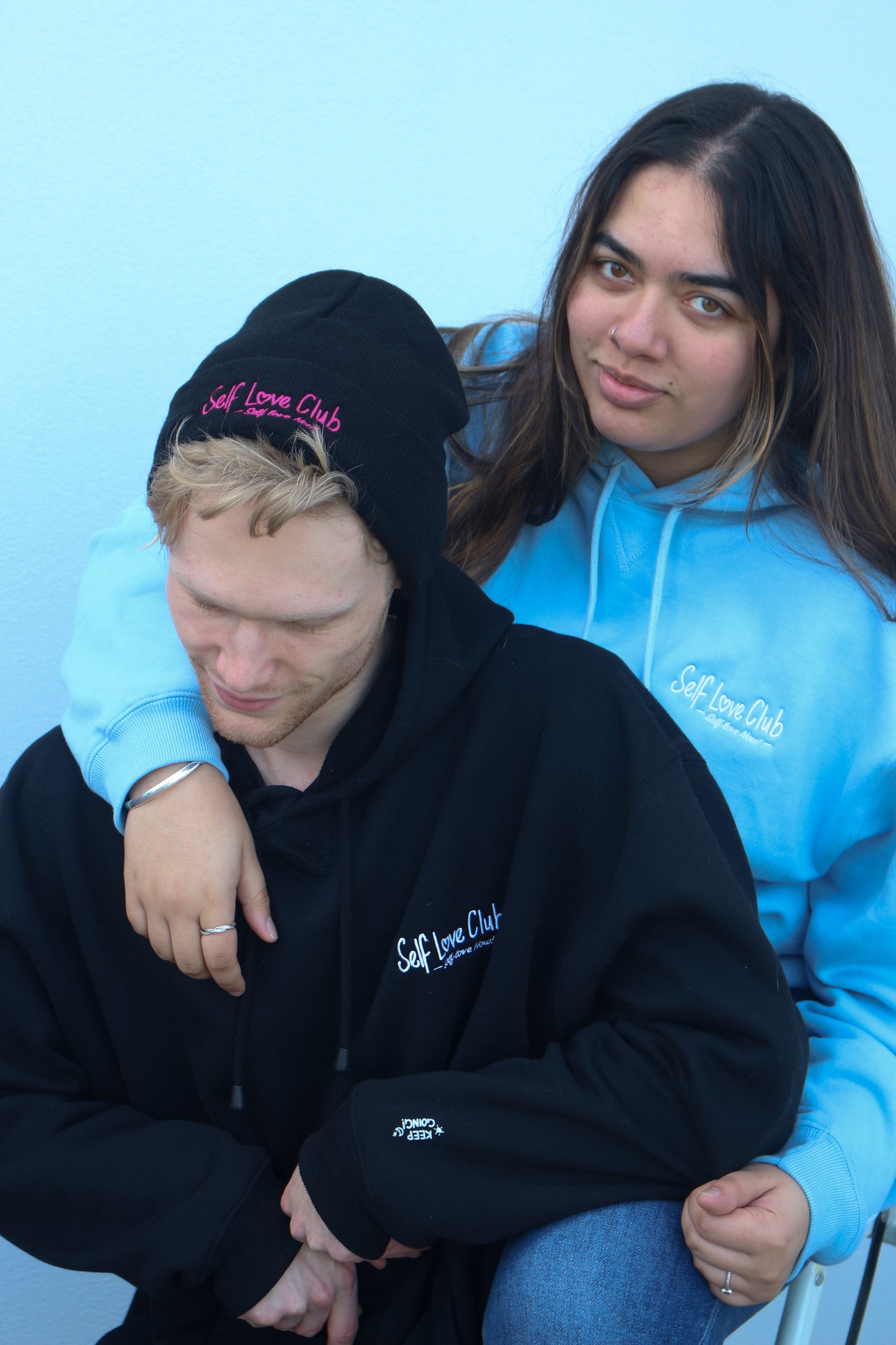 Self Love Club - Blue Hoodie White Branding