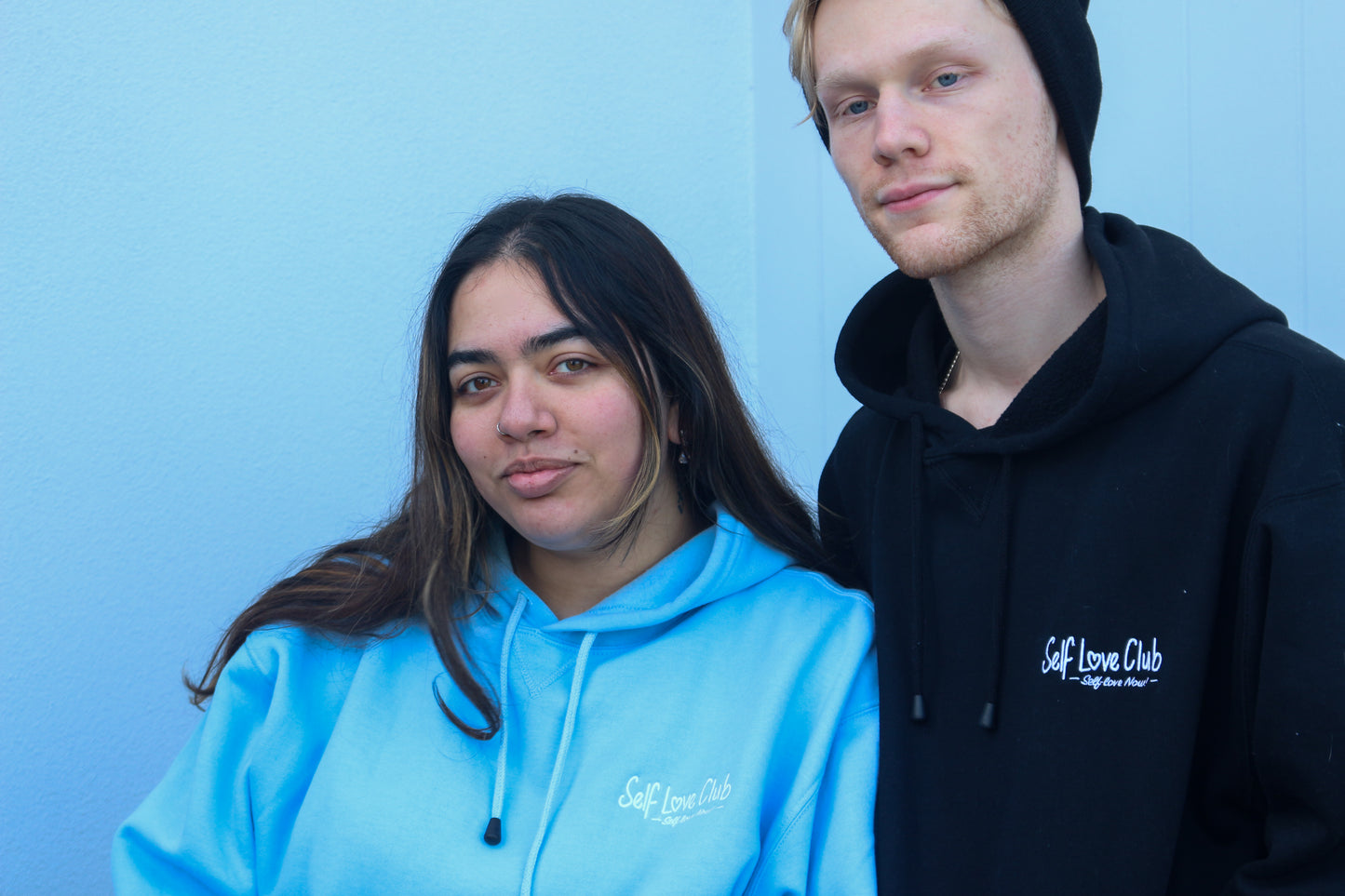 Self Love Club - Blue Hoodie White Branding