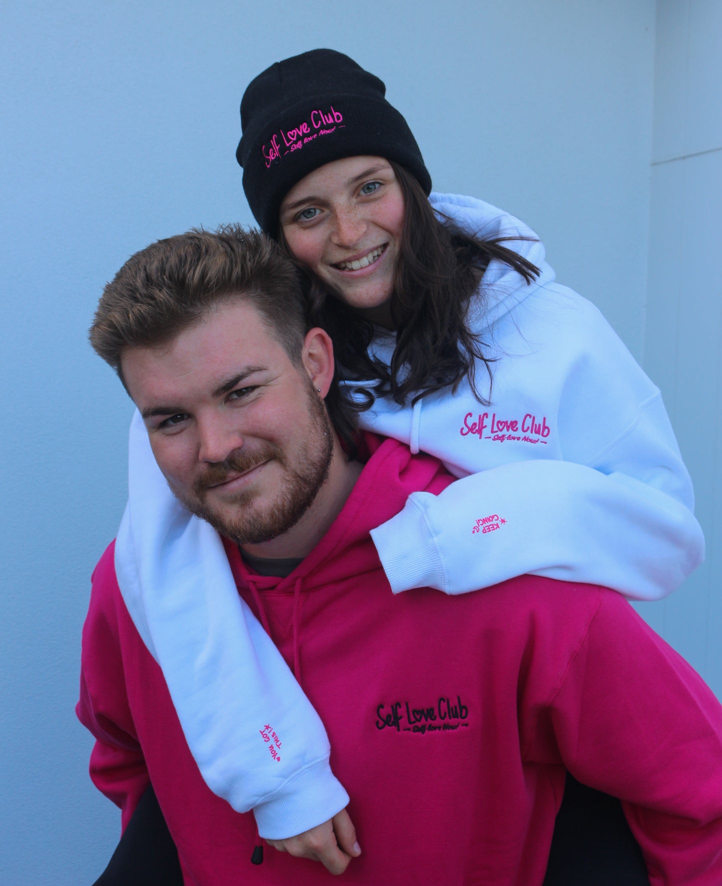 Self Love Club - White Hoodie & Pink Branding