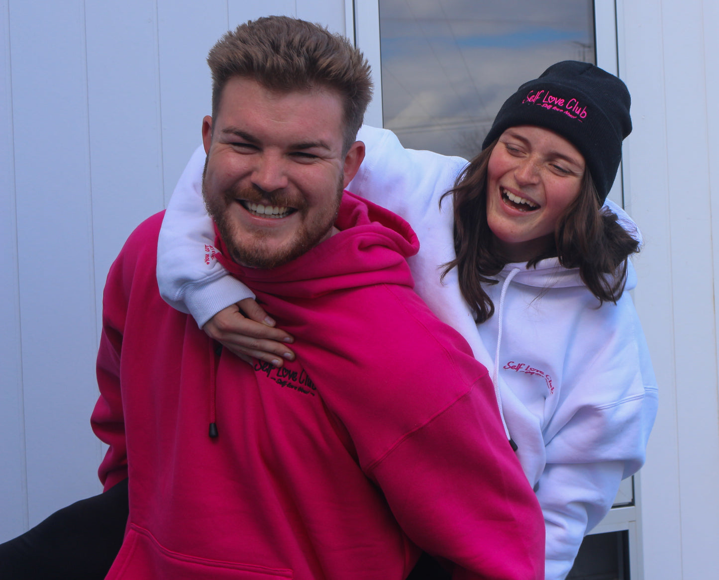 Self Love Club - White Hoodie & Pink Branding