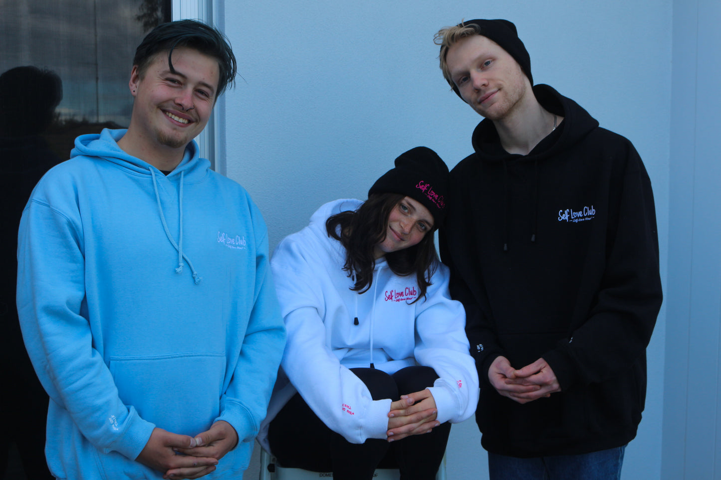 Self Love Club - White Hoodie & Pink Branding