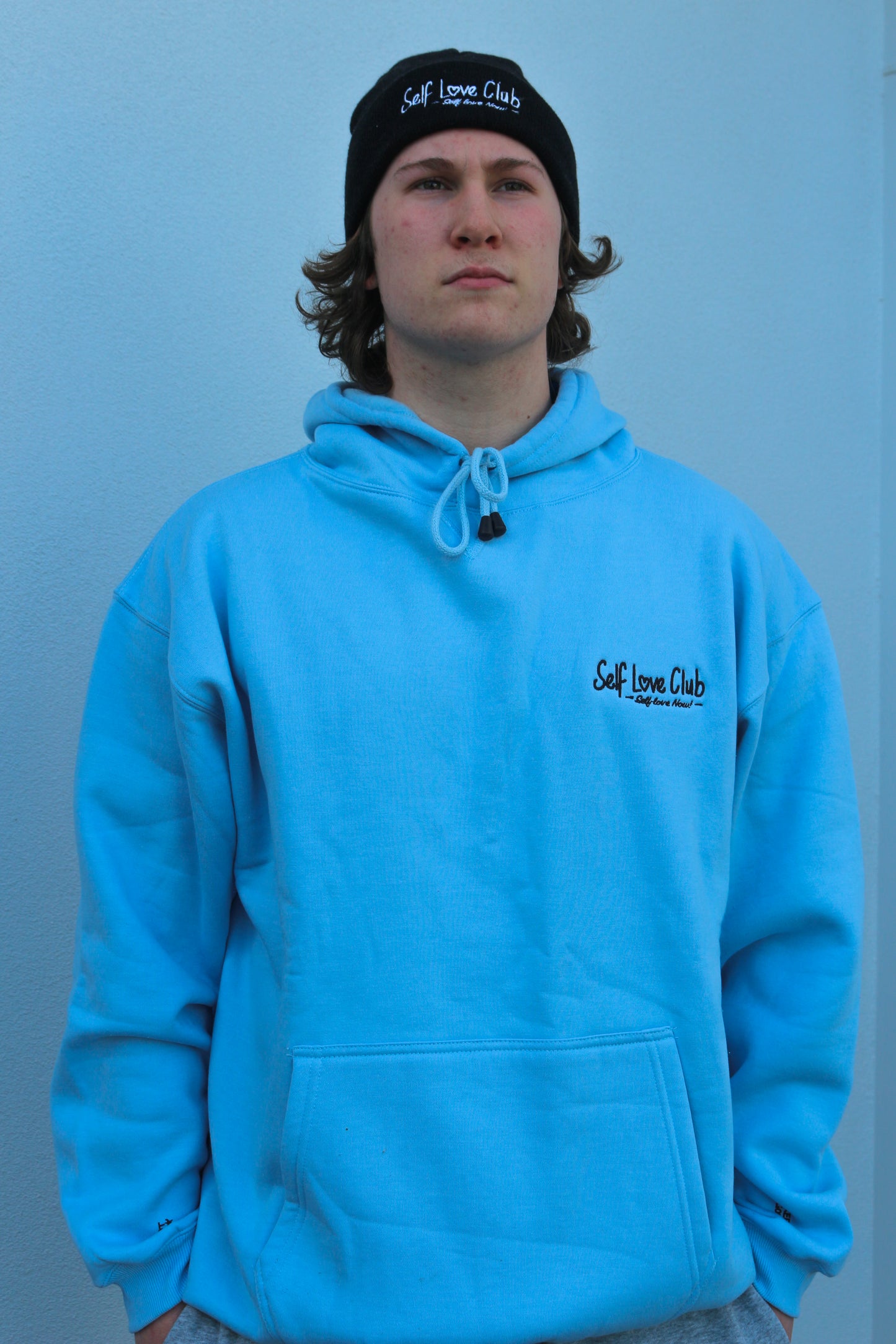 Self Love Club - Blue Hoodie Black Branding