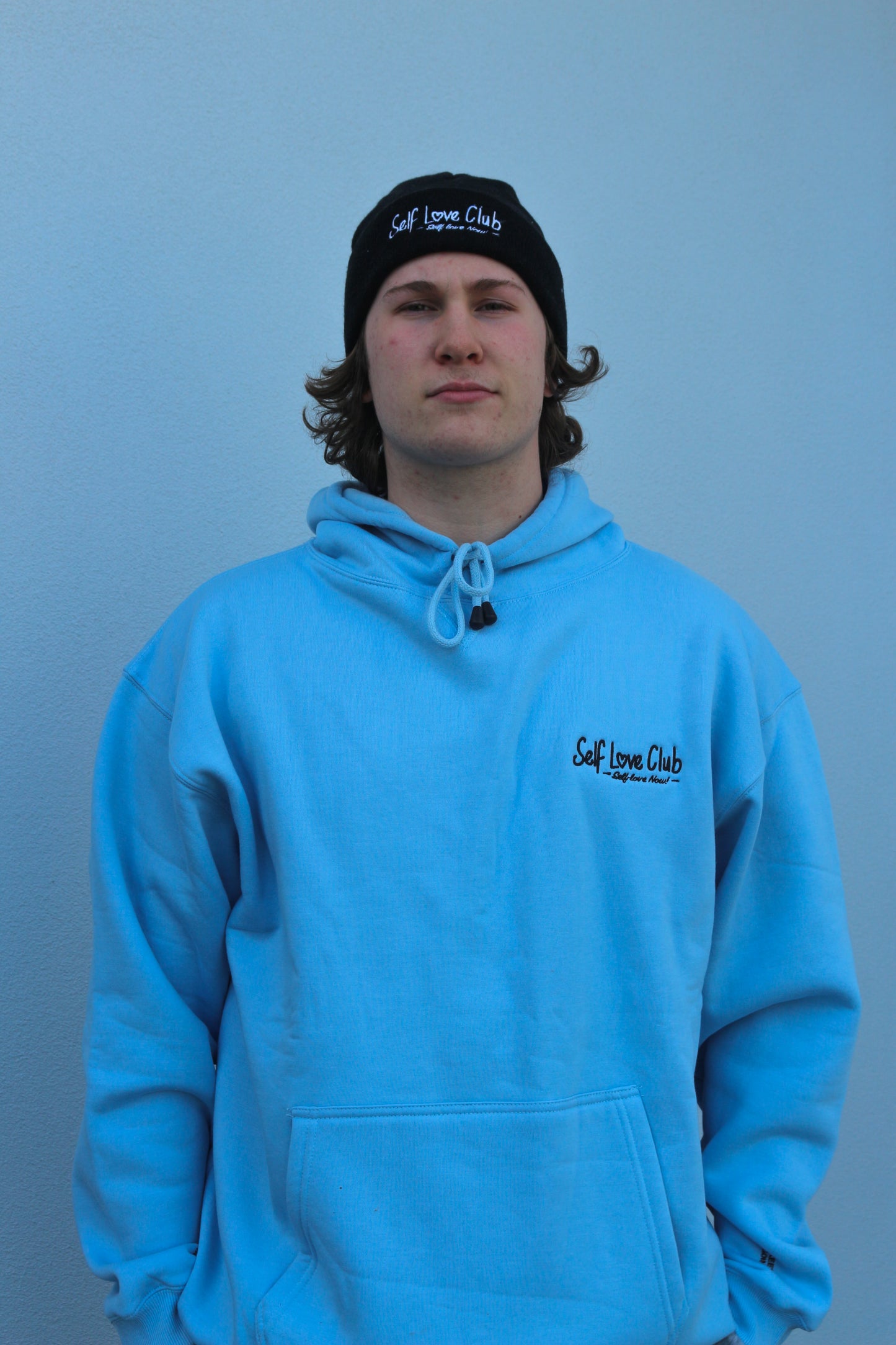 Self Love Club - Blue Hoodie Black Branding