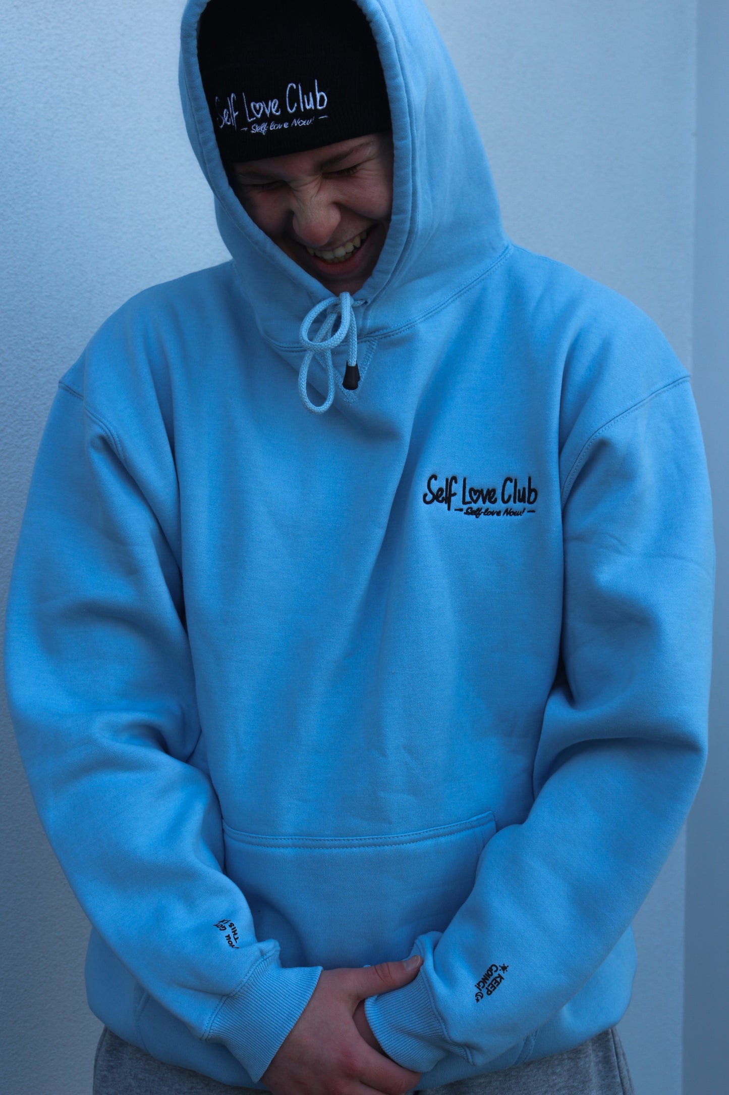 Self Love Club - Blue Hoodie Black Branding