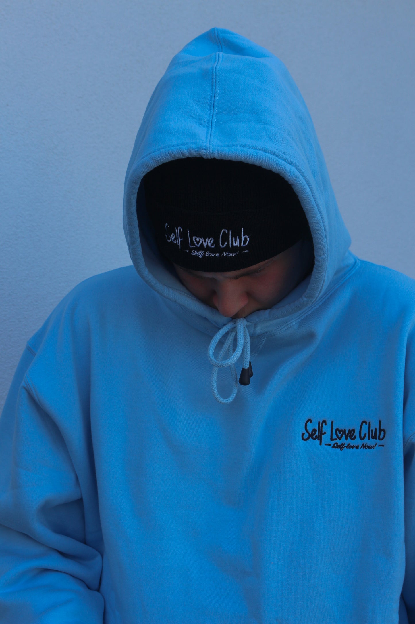 Self Love Club - Blue Hoodie Black Branding