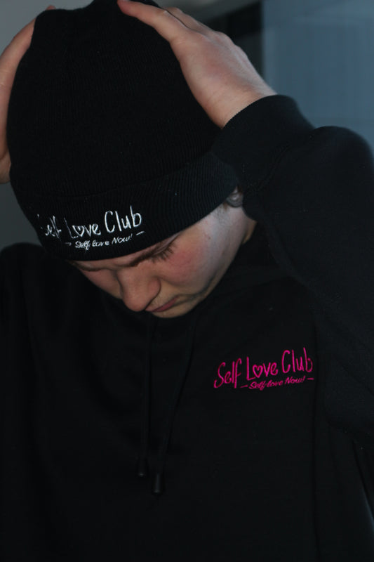 Self Love Club - Black Hoodie & Pink Branding