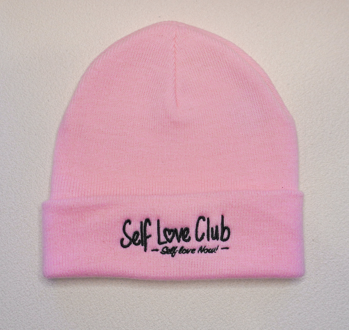 Self Love Club - Pink Beanie Black Branding